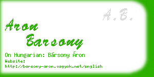 aron barsony business card